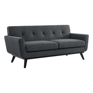 modway engage tufted back upholstered fabric loveseat in charcoal