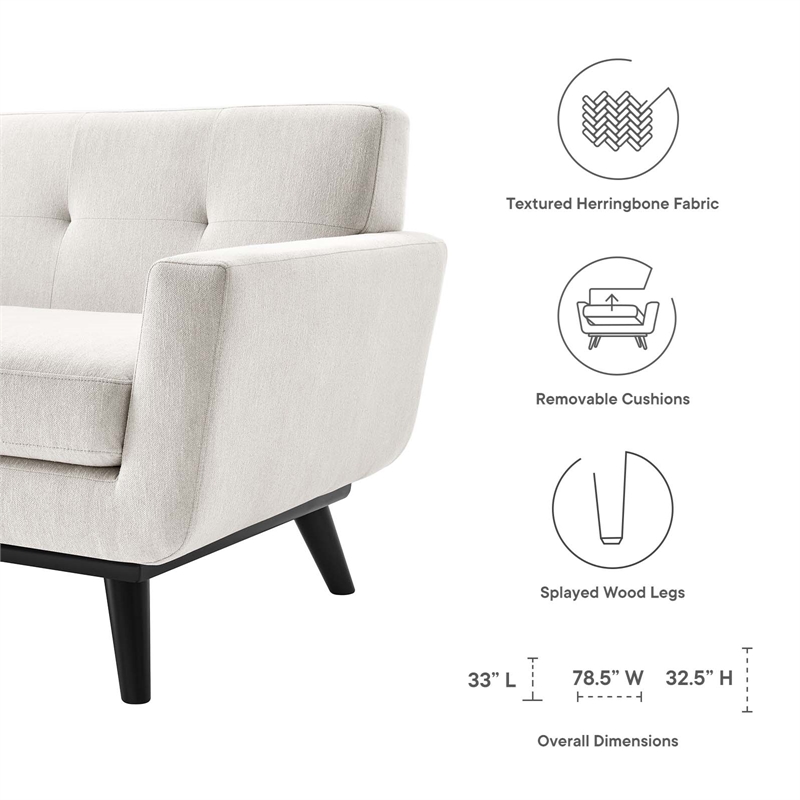 Modway Engage Modern Tufted Back Textured Fabric Loveseat in Ivory