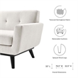 Modway Engage Modern Tufted Back Textured Fabric Loveseat in Ivory