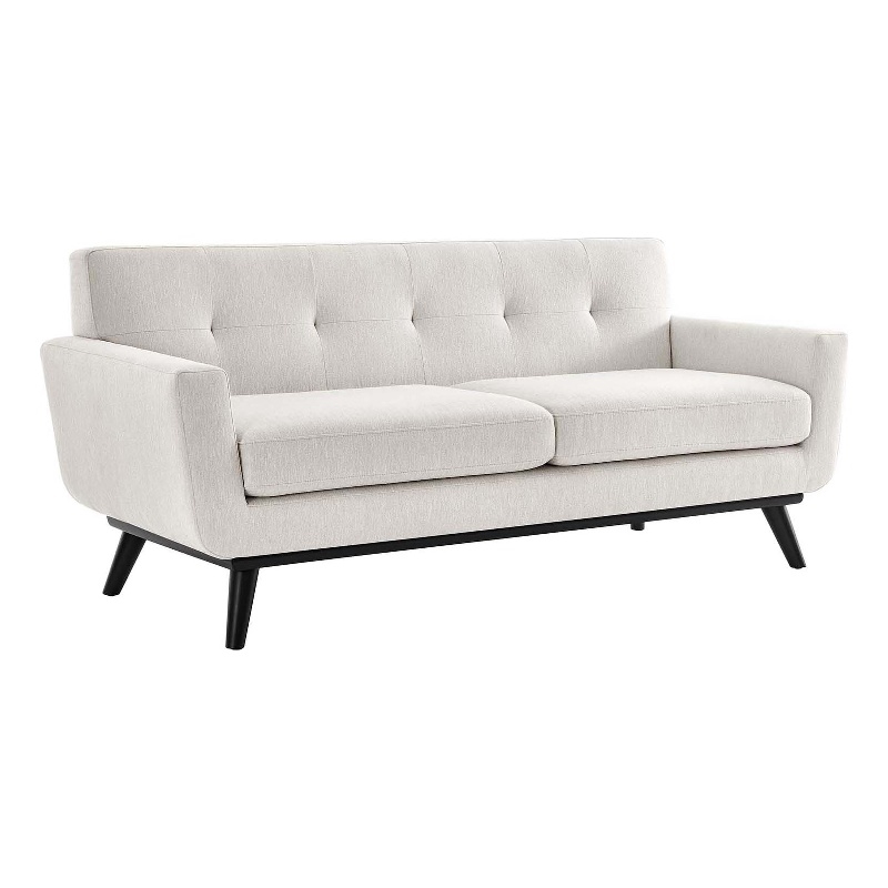 Modway Engage Modern Tufted Back Textured Fabric Loveseat in Ivory