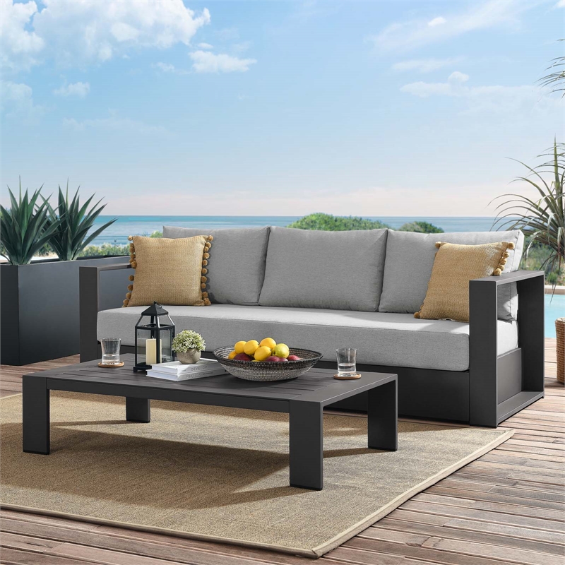 Modway Tahoe 2-Piece Fabric/Powder-Coated Aluminum Outdoor Set in Gray