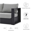 Modway Tahoe 2-Piece Fabric/Powder-Coated Aluminum Outdoor Set in Gray