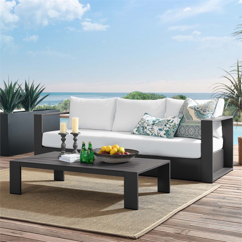 Modway Tahoe 2-Piece Fabric/Powder-Coated Aluminum Outdoor Set in White/Gray