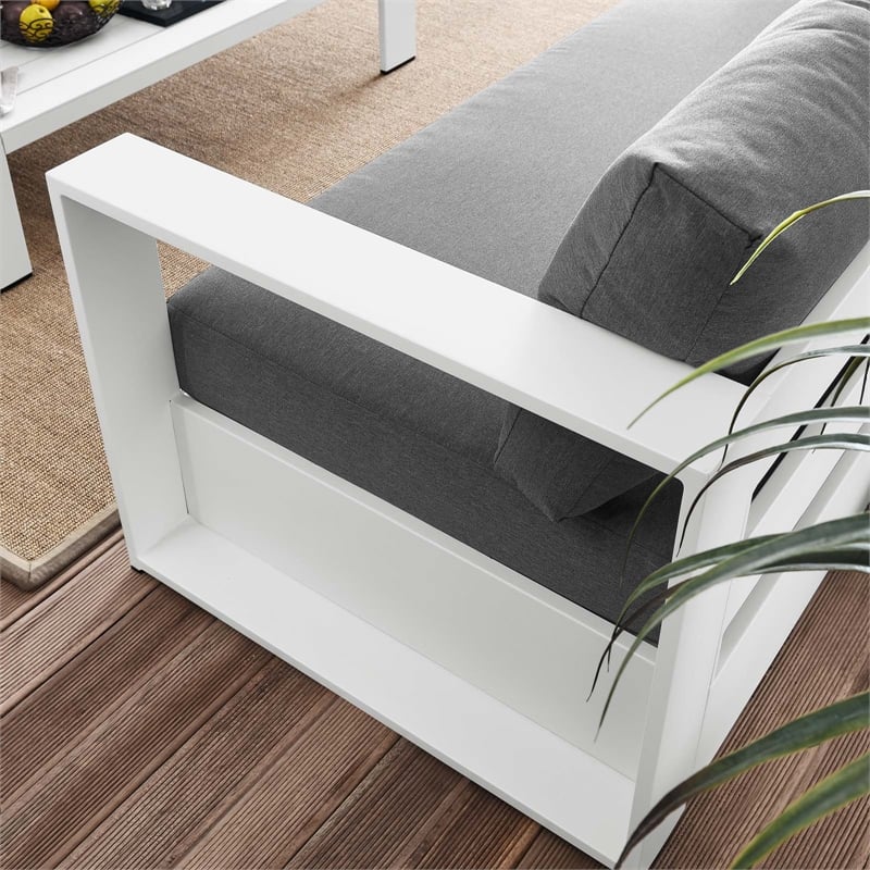 Modway Tahoe 2-Piece Fabric/Powder-Coated Aluminum Outdoor Set in Charcoal/White