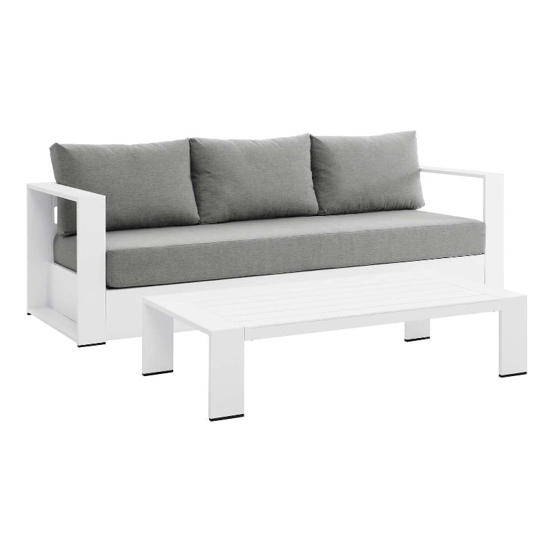 Modway Tahoe 2-Piece Fabric/Powder-Coated Aluminum Outdoor Set in Gray/White