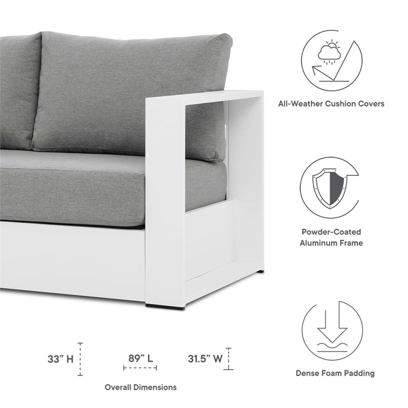 Modway Tahoe 2-Piece Fabric/Powder-Coated Aluminum Outdoor Set in Gray/White