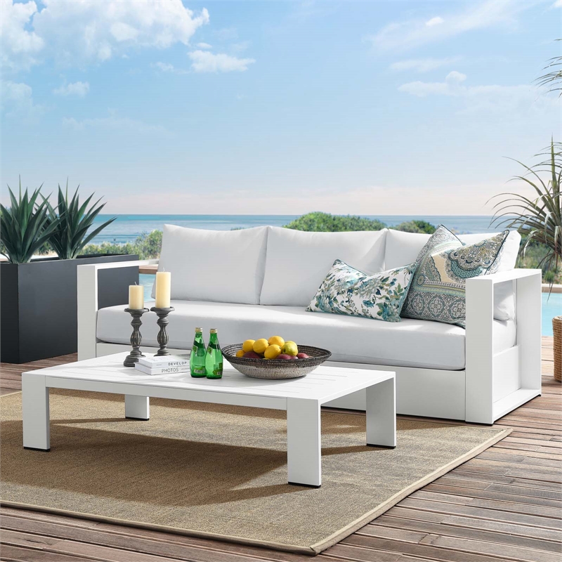 Modway Tahoe 2-Piece Fabric/Powder-Coated Aluminum Outdoor Set in White