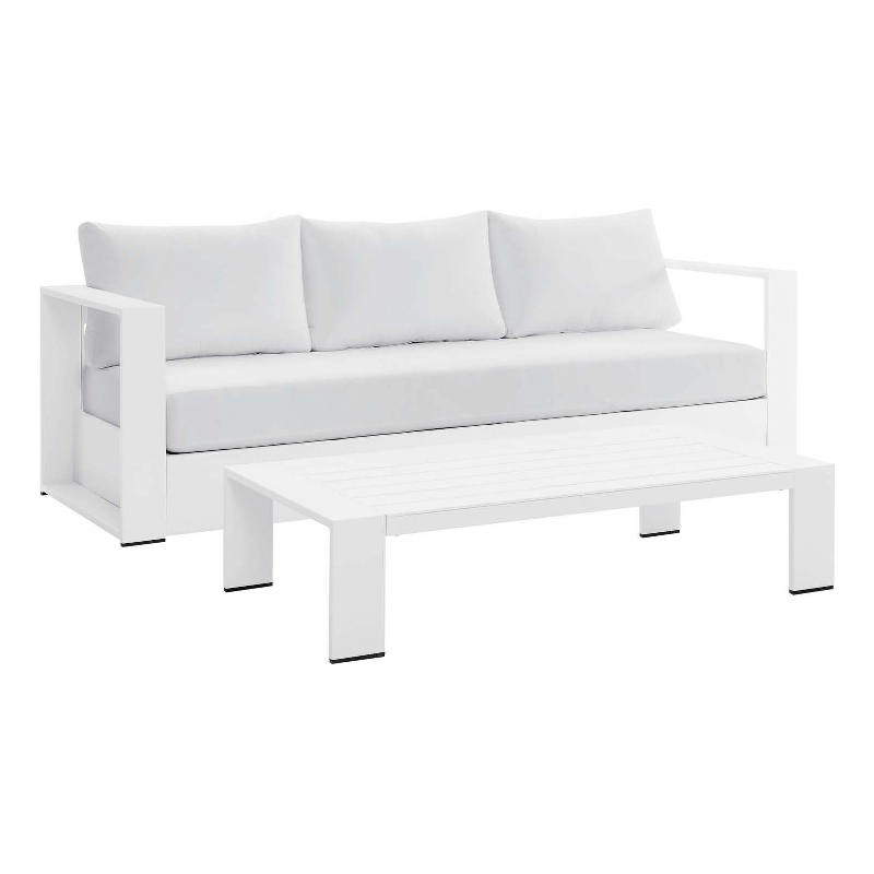 Modway Tahoe 2-Piece Fabric/Powder-Coated Aluminum Outdoor Set in White