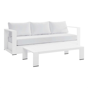 modway tahoe 2-piece fabric & aluminum outdoor patio sofa set in white