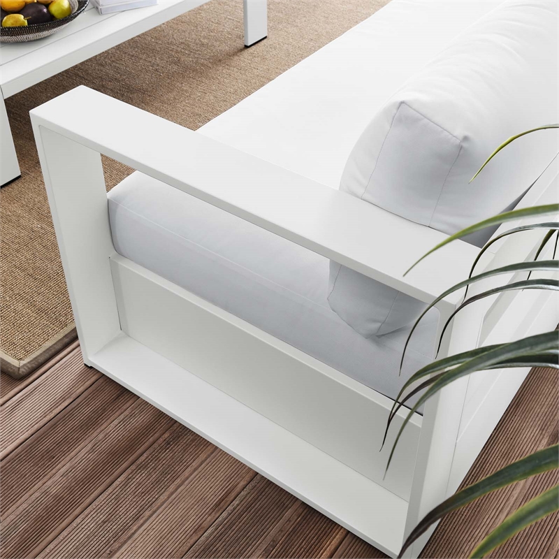 Modway Tahoe 2-Piece Fabric/Powder-Coated Aluminum Outdoor Set in White