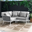 Modway Stance 3-Piece Modern Fabric/Aluminum Outdoor Sectional Sofa in Gray