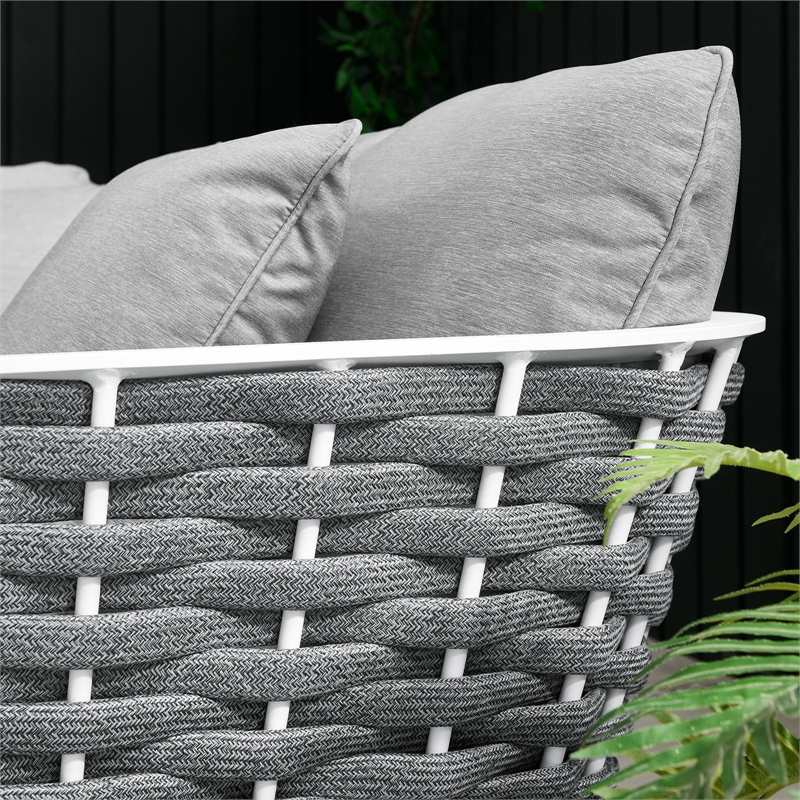 Modway Stance 3-Piece Modern Fabric/Aluminum Outdoor Sectional Sofa in Gray