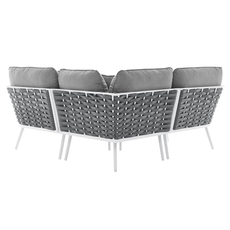Modway Stance 3-Piece Modern Fabric/Aluminum Outdoor Sectional Sofa in Gray