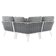 Modway Stance 3-Piece Modern Fabric/Aluminum Outdoor Sectional Sofa in Gray