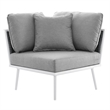 Modway Stance 3-Piece Modern Fabric/Aluminum Outdoor Sectional Sofa in Gray