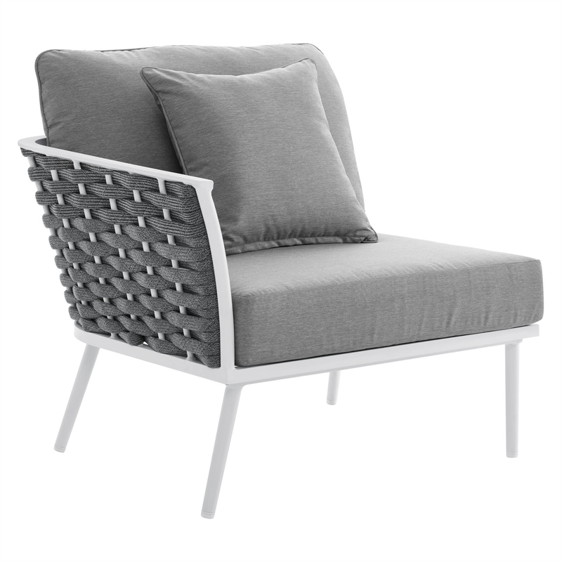 Modway Stance 3-Piece Modern Fabric/Aluminum Outdoor Sectional Sofa in Gray