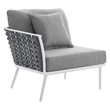 Modway Stance 3-Piece Modern Fabric/Aluminum Outdoor Sectional Sofa in Gray