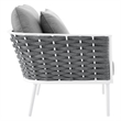 Modway Stance 3-Piece Modern Fabric/Aluminum Outdoor Sectional Sofa in Gray