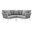 Modway Stance 3-Piece Modern Fabric/Aluminum Outdoor Sectional Sofa in Gray
