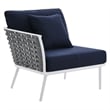 Modway Stance 3-Piece Modern Fabric/Aluminum Outdoor Sectional Sofa in Navy