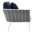 Modway Stance 3-Piece Modern Fabric/Aluminum Outdoor Sectional Sofa in Navy
