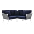 Modway Stance 3-Piece Modern Fabric/Aluminum Outdoor Sectional Sofa in Navy