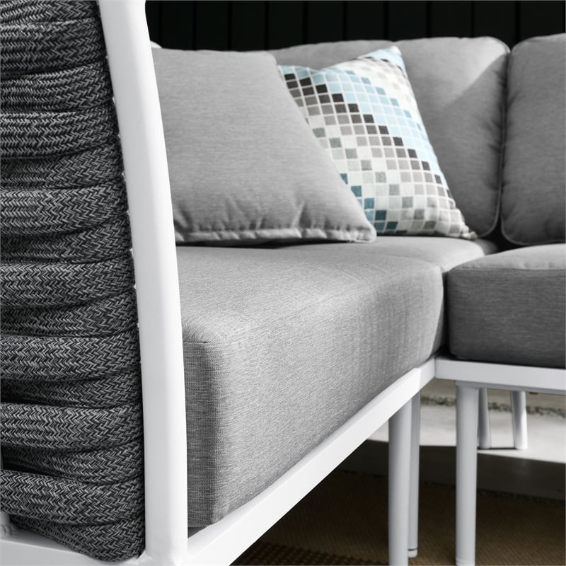 Modway Stance 4-Piece Modern Fabric/Aluminum Outdoor Sectional Sofa in Gray