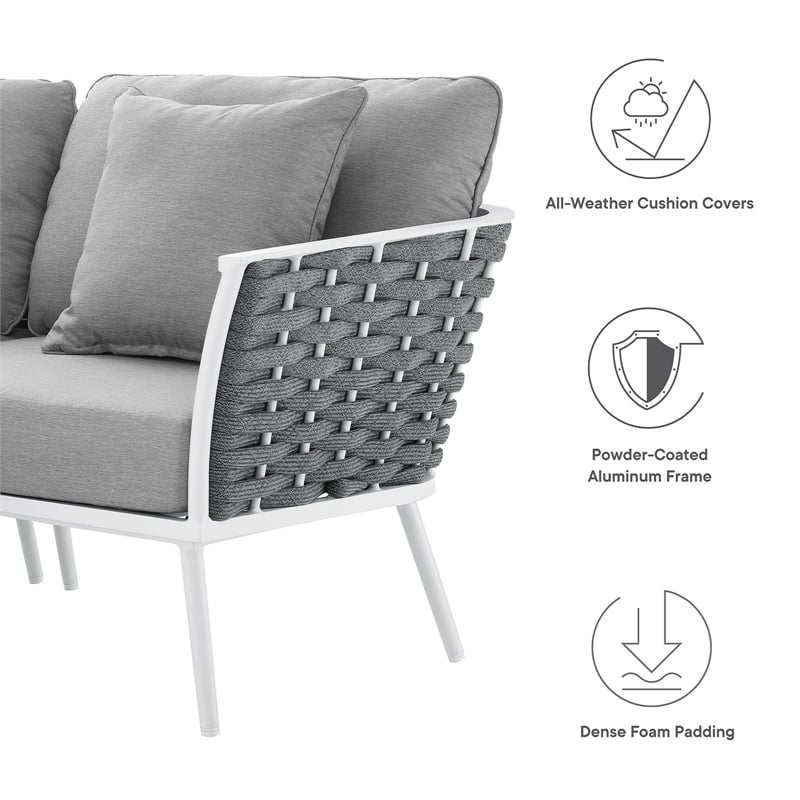 Modway Stance 4-Piece Modern Fabric/Aluminum Outdoor Sectional Sofa in Gray
