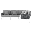 Modway Stance 4-Piece Modern Fabric/Aluminum Outdoor Sectional Sofa in Gray