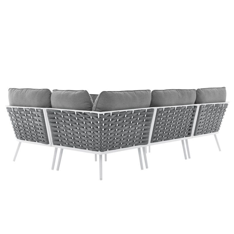 Modway Stance 4-Piece Modern Fabric/Aluminum Outdoor Sectional Sofa in Gray