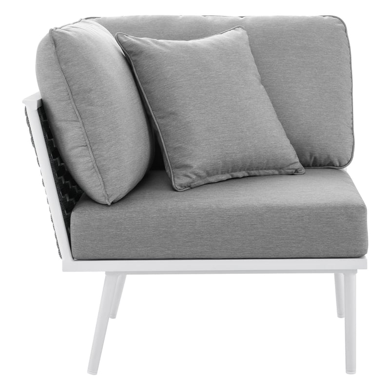 Modway Stance 4-Piece Modern Fabric/Aluminum Outdoor Sectional Sofa in Gray