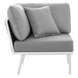 Modway Stance 4-Piece Modern Fabric/Aluminum Outdoor Sectional Sofa in Gray