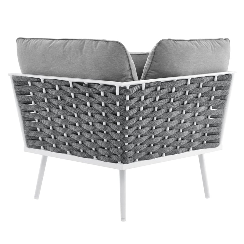 Modway Stance 4-Piece Modern Fabric/Aluminum Outdoor Sectional Sofa in Gray