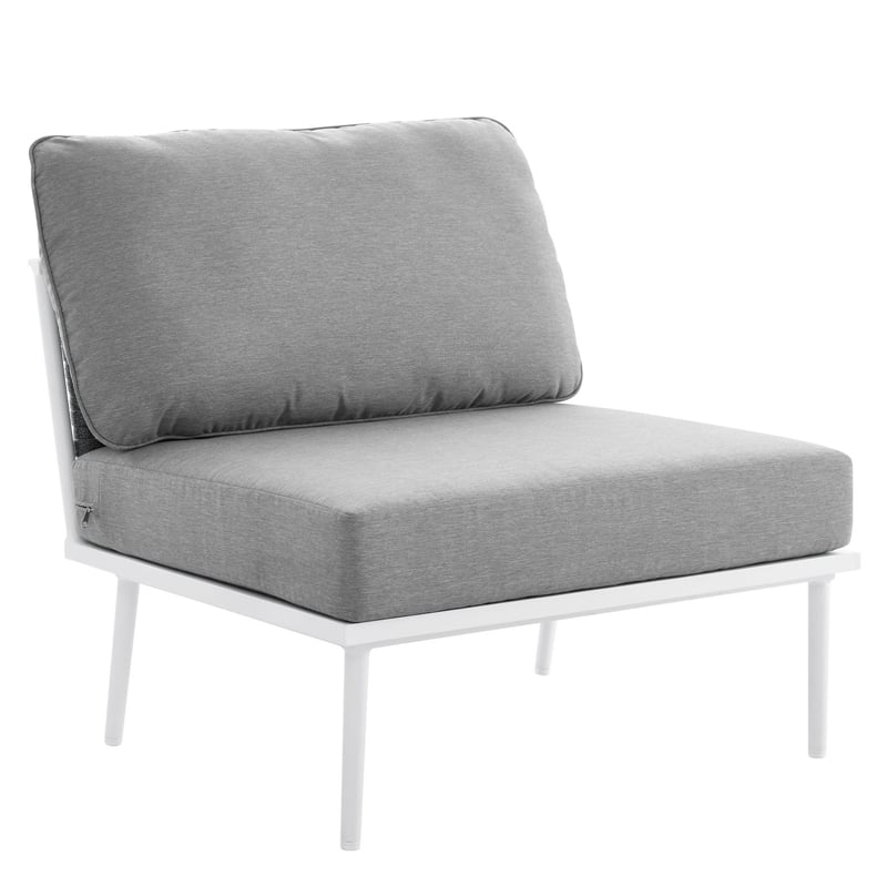 Modway Stance 4-Piece Modern Fabric/Aluminum Outdoor Sectional Sofa in Gray