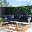 Modway Stance 4-Piece Modern Fabric/Aluminum Outdoor Sectional Sofa in Navy