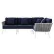 Modway Stance 4-Piece Modern Fabric/Aluminum Outdoor Sectional Sofa in Navy