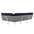 Modway Stance 4-Piece Modern Fabric/Aluminum Outdoor Sectional Sofa in Navy
