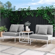 Modway Stance 3-Piece Modern Fabric/Aluminum Outdoor Set in Gray