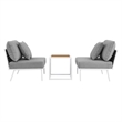 Modway Stance 3-Piece Modern Fabric/Aluminum Outdoor Set in Gray