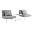 Modway Stance 3-Piece Modern Fabric/Aluminum Outdoor Set in Gray