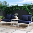 Modway Stance 3-Piece Modern Fabric/Aluminum Outdoor Set in Navy