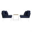 Modway Stance 3-Piece Modern Fabric/Aluminum Outdoor Set in Navy