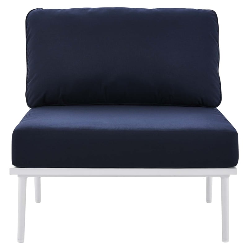 Modway Stance 3-Piece Modern Fabric/Aluminum Outdoor Set in Navy