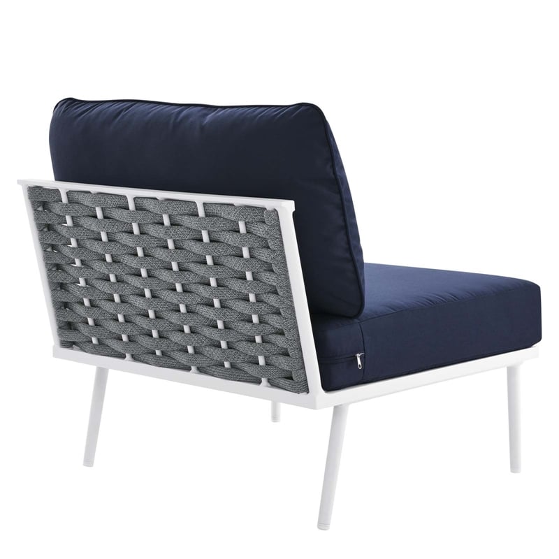 Modway Stance 3-Piece Modern Fabric/Aluminum Outdoor Set in Navy