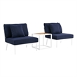 Modway Stance 3-Piece Modern Fabric/Aluminum Outdoor Set in Navy