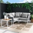 Modway Stance 4-Piece Modern Fabric/Aluminum Outdoor Sectional Sofa Set in Gray