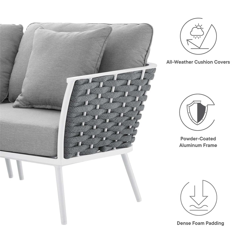 Modway Stance 4-Piece Modern Fabric/Aluminum Outdoor Sectional Sofa Set in Gray