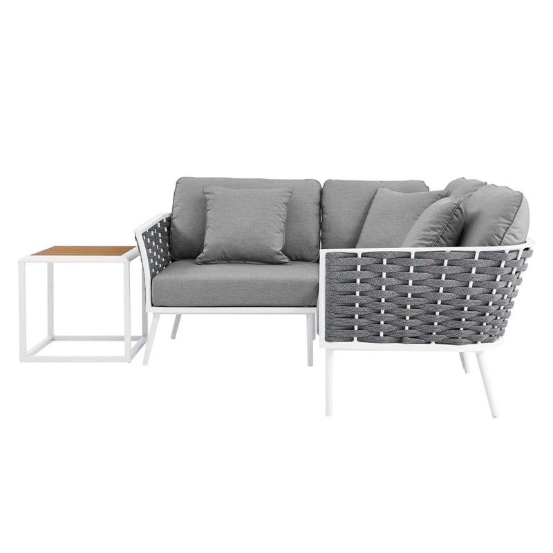 Modway Stance 4-Piece Modern Fabric/Aluminum Outdoor Sectional Sofa Set in Gray