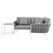 Modway Stance 4-Piece Modern Fabric/Aluminum Outdoor Sectional Sofa Set in Gray