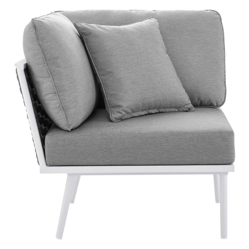 Modway Stance 4-Piece Modern Fabric/Aluminum Outdoor Sectional Sofa Set in Gray